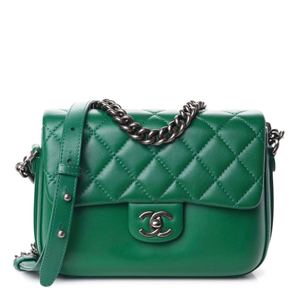 Chanel Calfskin Quilted Medium Rock My Shoulder Flap Green 1 of 10