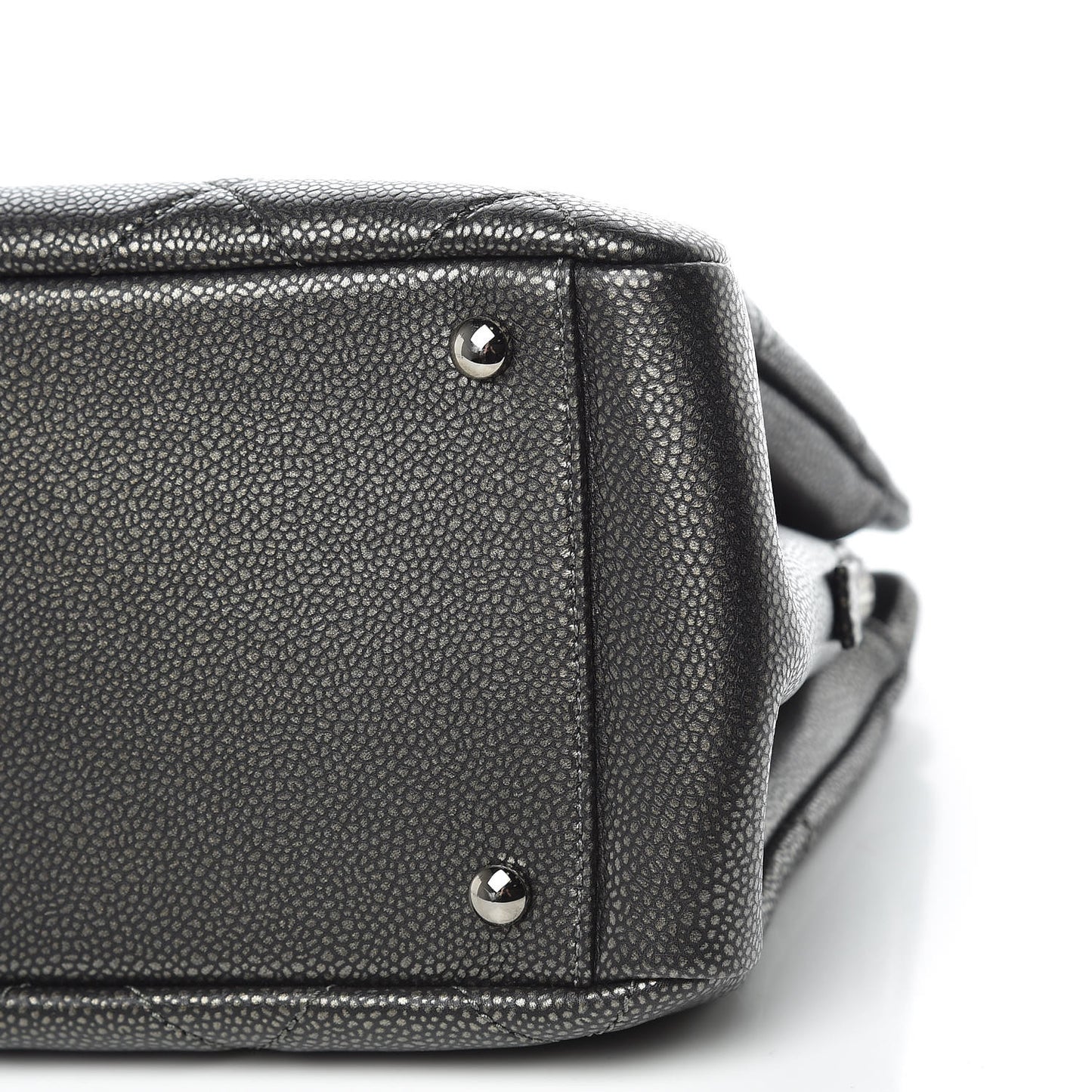 Metallic Caviar Quilted CC Tote Dark Silver
