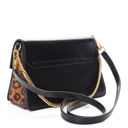 Givenchy Calfskin Suede Leopard Print Small GV3 Shoulder Bag Black Chestnut 3 of 8