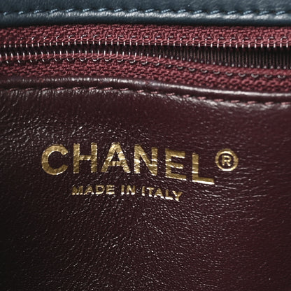 Chanel Lambskin Quilted Two Tone Day Flap Navy Turquoise 6 of 10