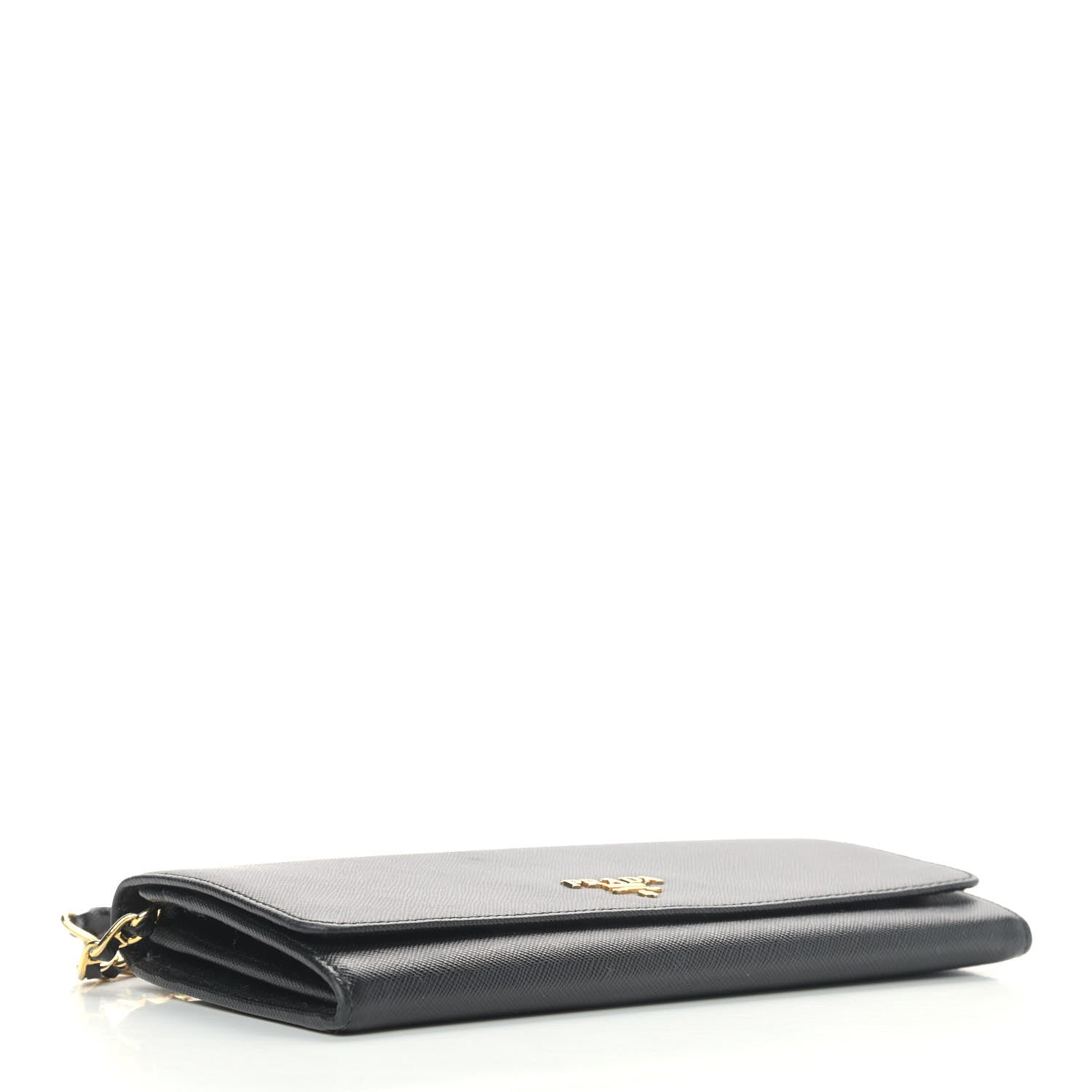 Prada Saffiano Metal Oro Chain Wallet Black 4 of 9