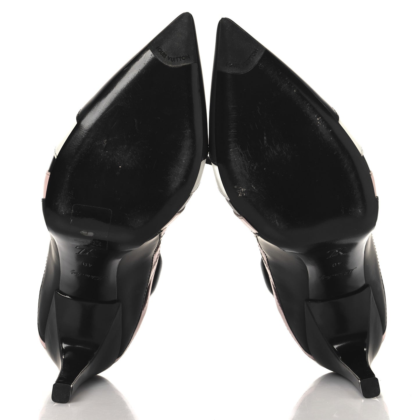 Calfskin Rubber Streamline Lace Up Pumps 40 Black White Pink