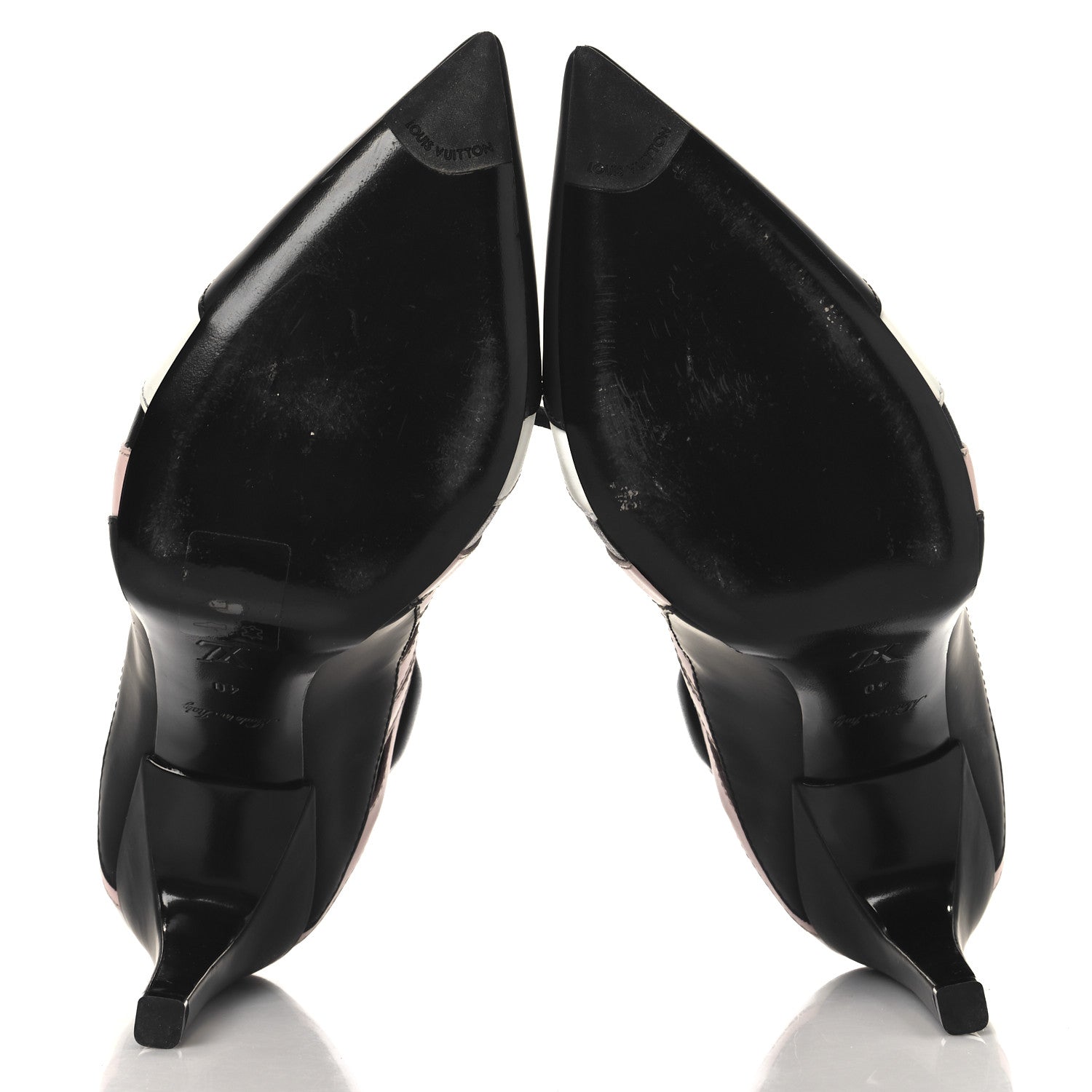 Louis Vuitton Calfskin Rubber Streamline Lace Up Pumps 40 Black White Pink 6 of 8