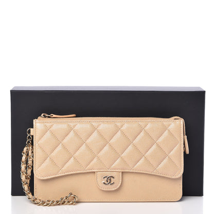 Chanel Iridescent Caviar Quilted Classic Pouch With Handle Beige 9 of 9