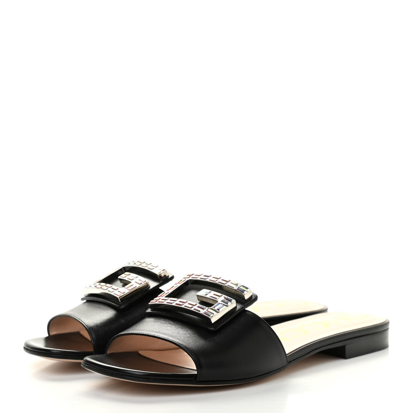 Malaga Kid Crystal Square G Madelyn Slide Sandals 39.5 Black