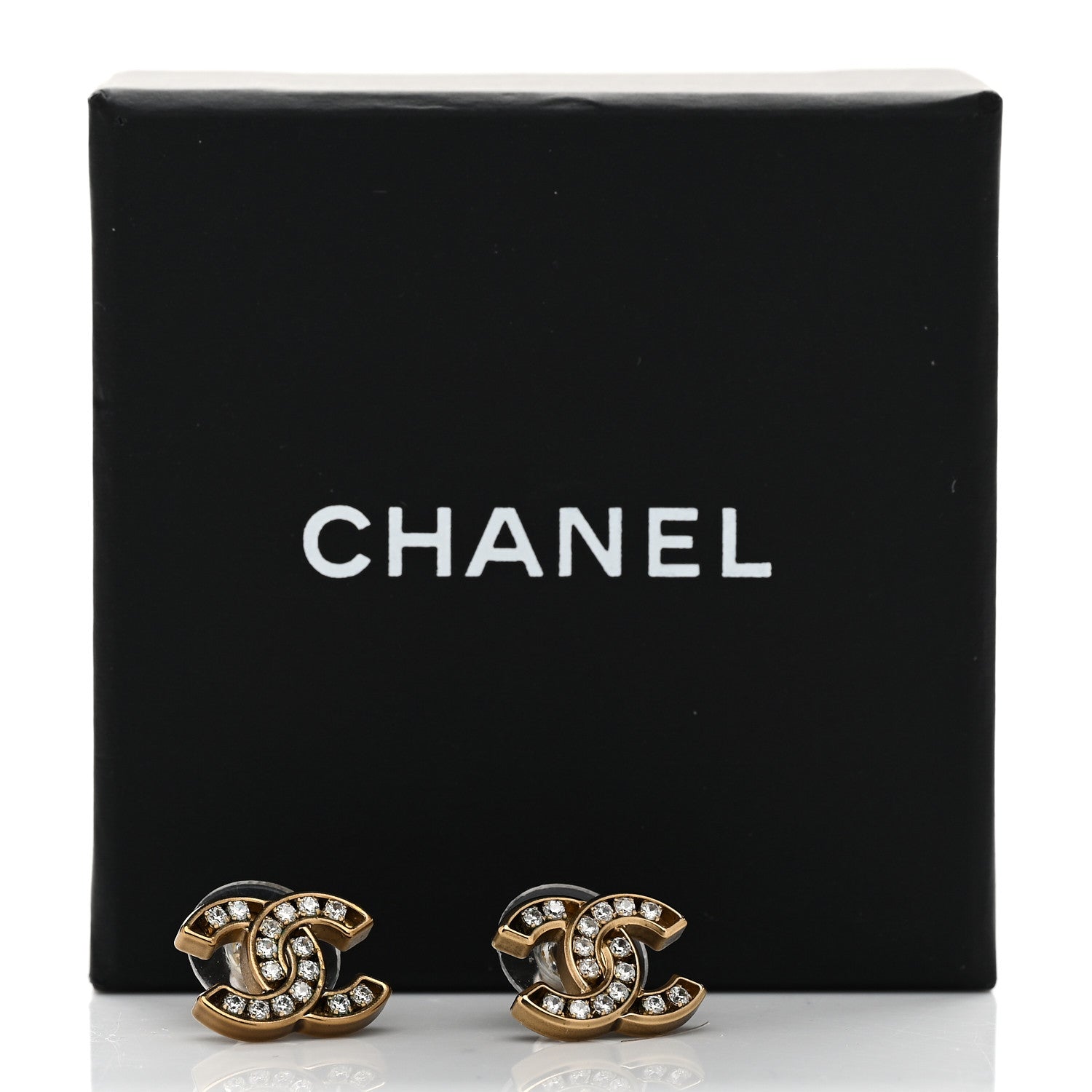 Chanel Crystal CC Earrings Gold 5 of 5