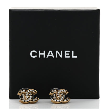 Chanel Crystal CC Earrings Gold 5 of 5