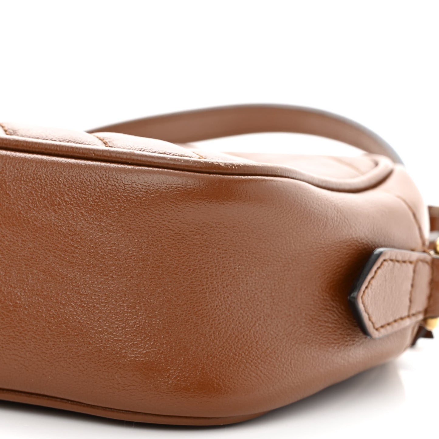 Glazed Calfskin Matelasse Diagonal Mini GG Marmont Chain Shoulder Bag Cuir