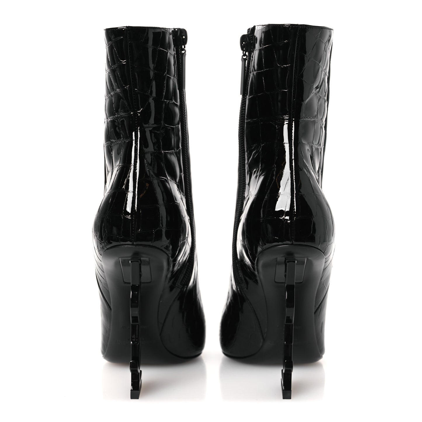 Alligator Embossed Patent Calfskin Opyum 110 Ankle Boots 38 Black