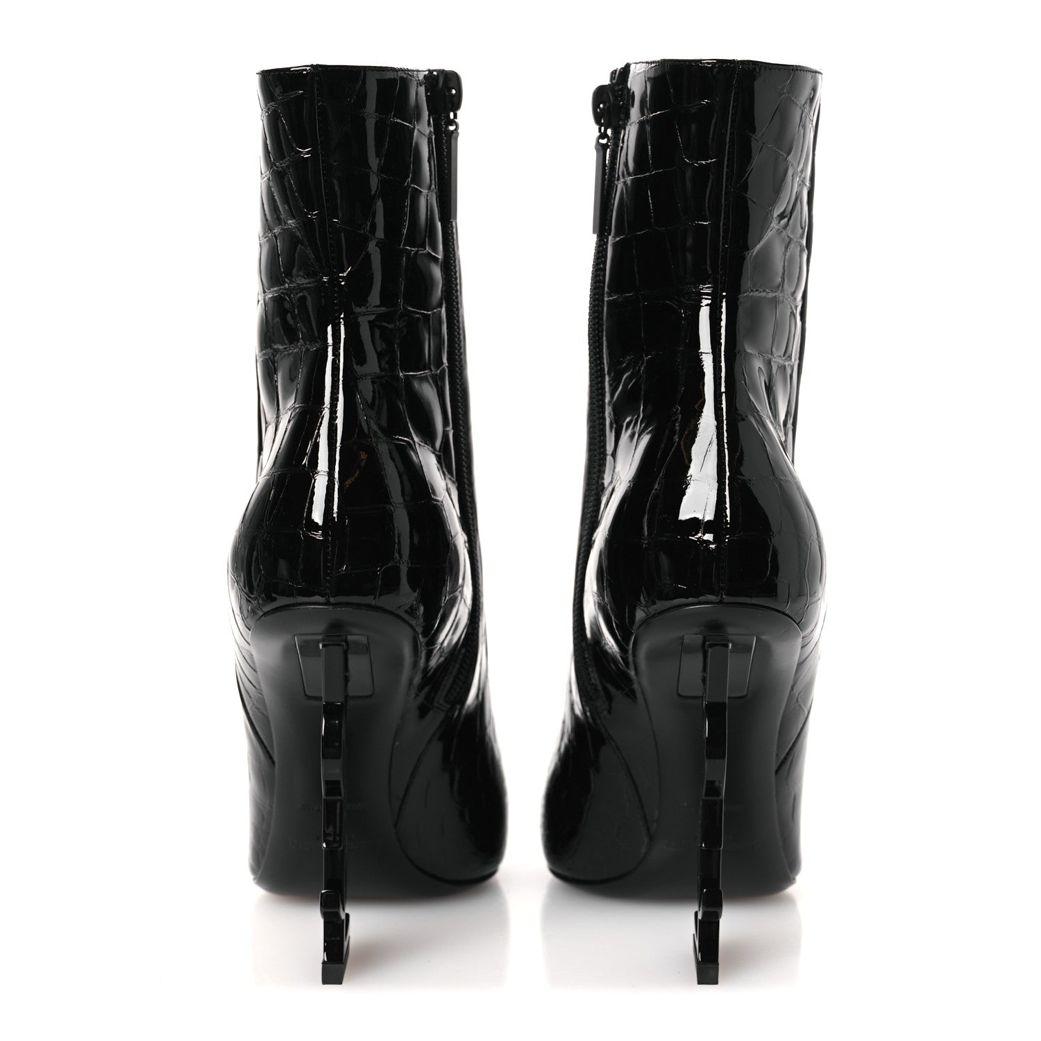 Saint Laurent Alligator Embossed Patent Calfskin Opyum 110 Ankle Boots 38 Black 8 of 11