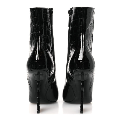 Saint Laurent Alligator Embossed Patent Calfskin Opyum 110 Ankle Boots 38 Black 8 of 11