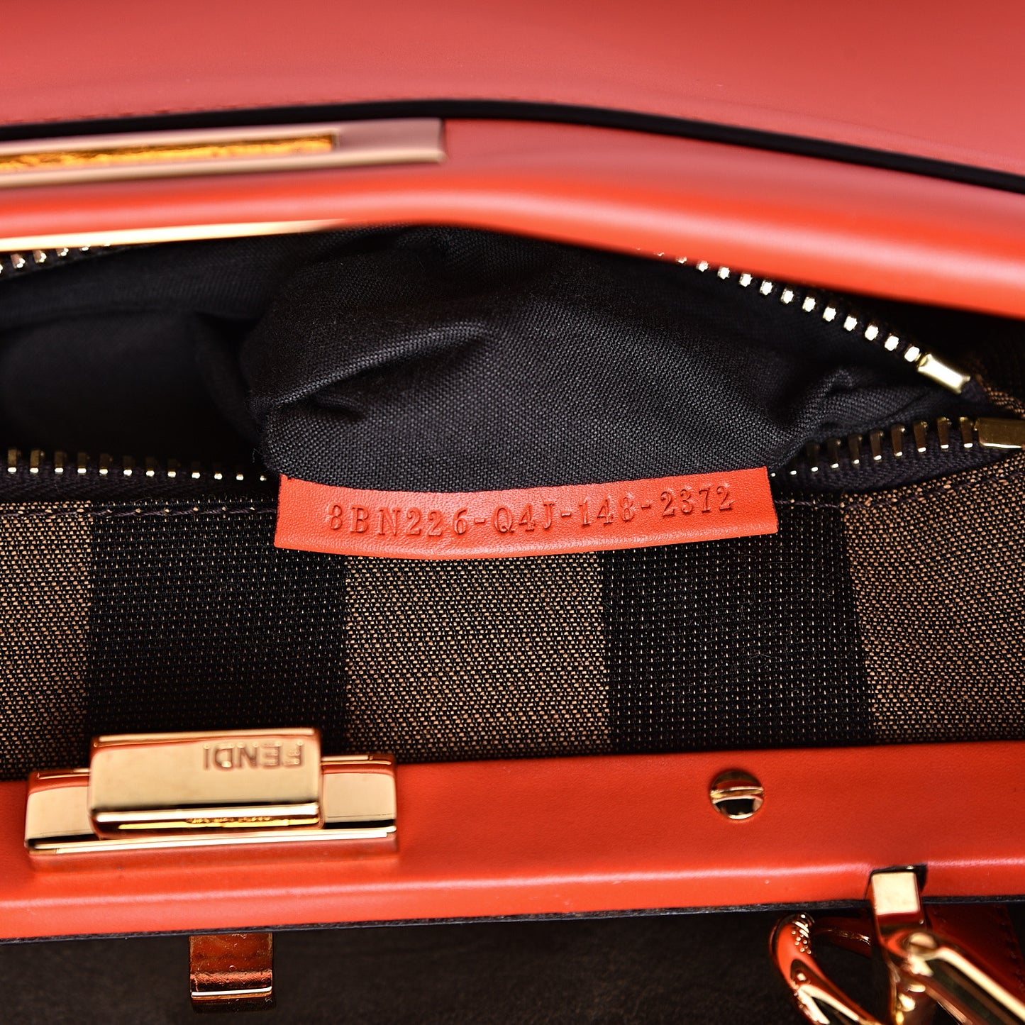 Vitello Morgan Fabric Jacquard Pequin Medium Peekaboo Iconic Satchel Papavero Tobacco Black