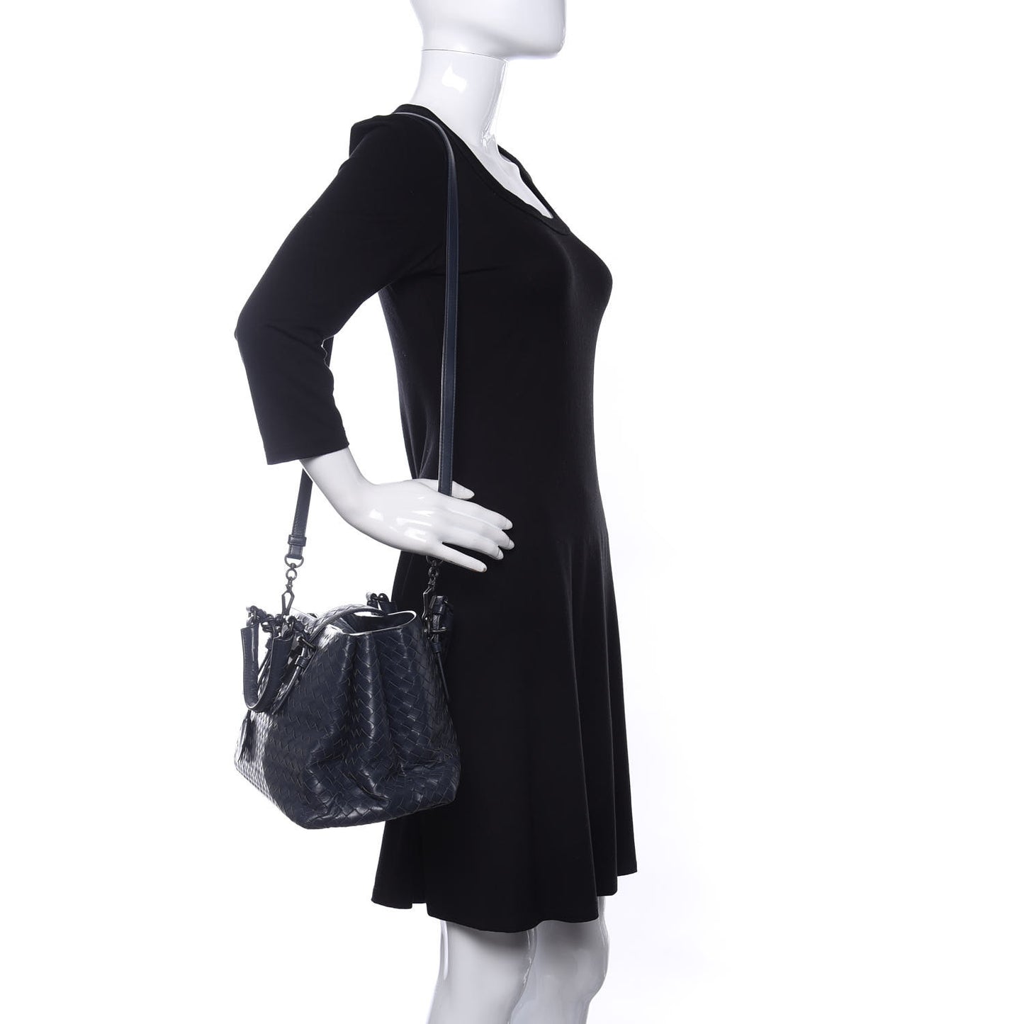 Nappa Intrecciato Small Roma Tote Dark Blue