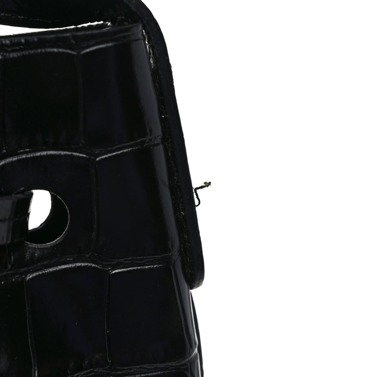 Crocodile Embossed Bucket Bag Black