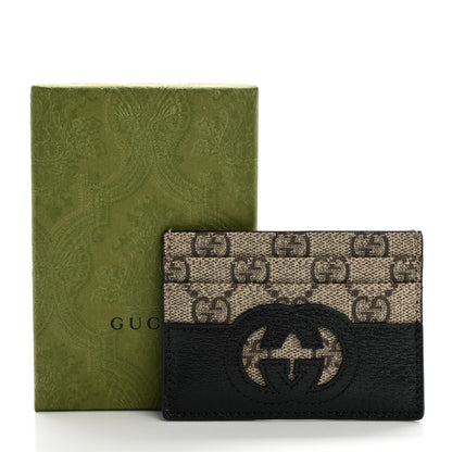 Gucci GG Supreme Monogram Textured Dollar Calfskin New Basket Card Holder Black Beige Ebony 8 of 8