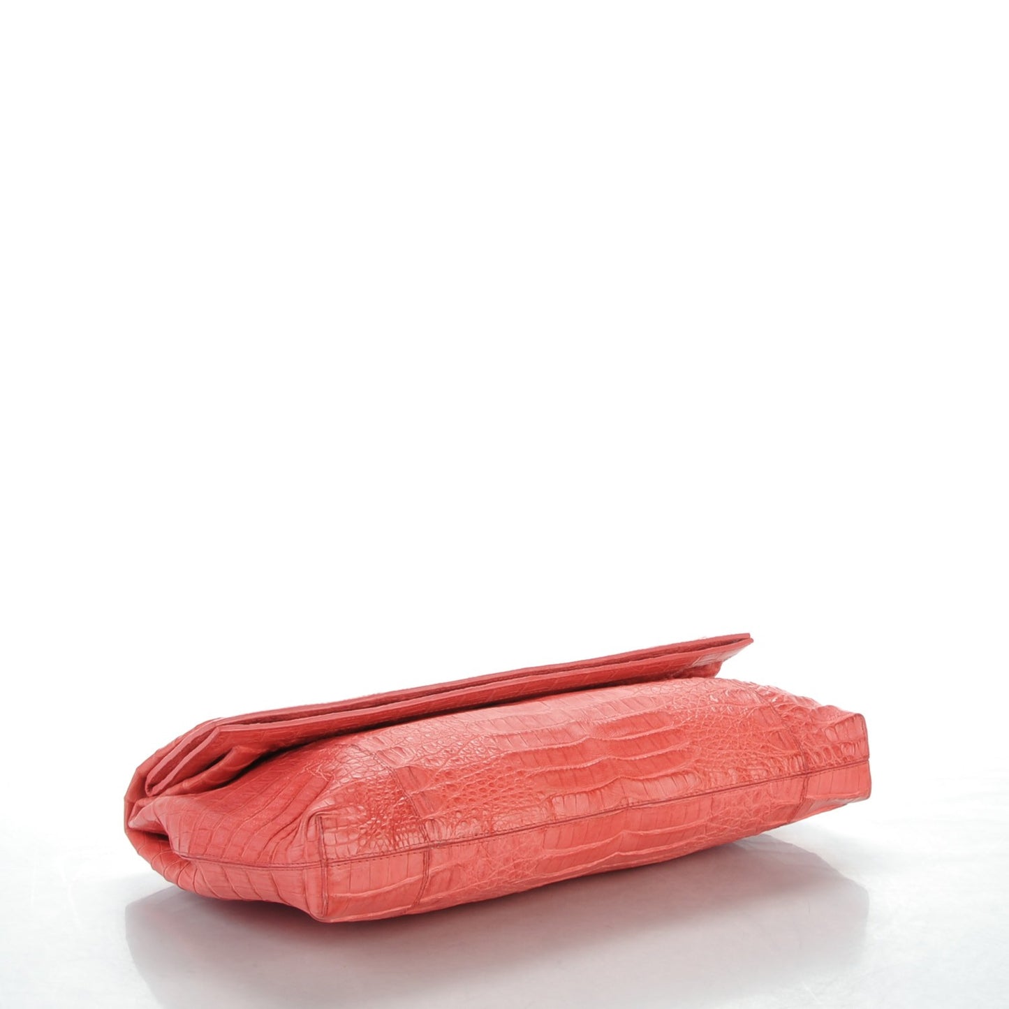 Shiny Crocodile Foldover Clutch Pink