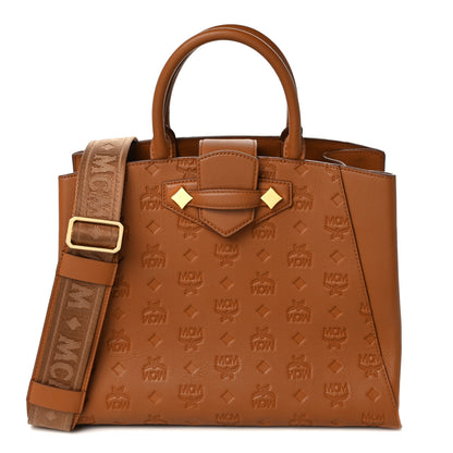 MCM Calfskin Ottomar Monogram Medium Essential Tote Cognac 1 of 8