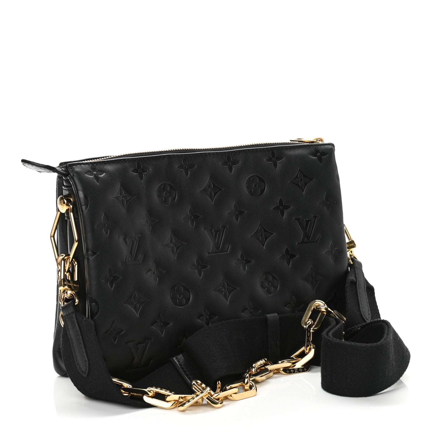 Louis Vuitton Lambskin Embossed Monogram Coussin PM Black 3 of 9
