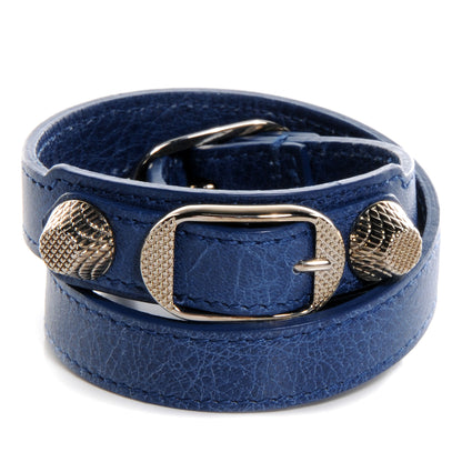 Balenciaga Agneau Giant 12 Silver Hardware Triple Tour Bracelet Small Bleu Cobalt 1 of 8