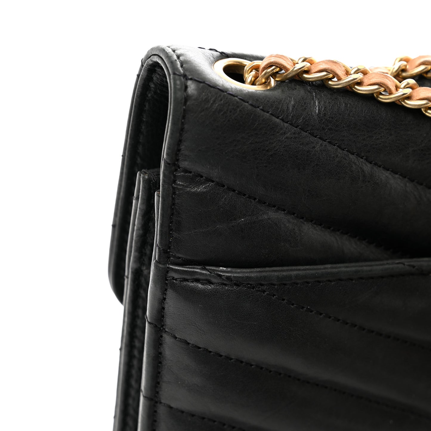 Calfskin Gabrielle Chevron Flap Black