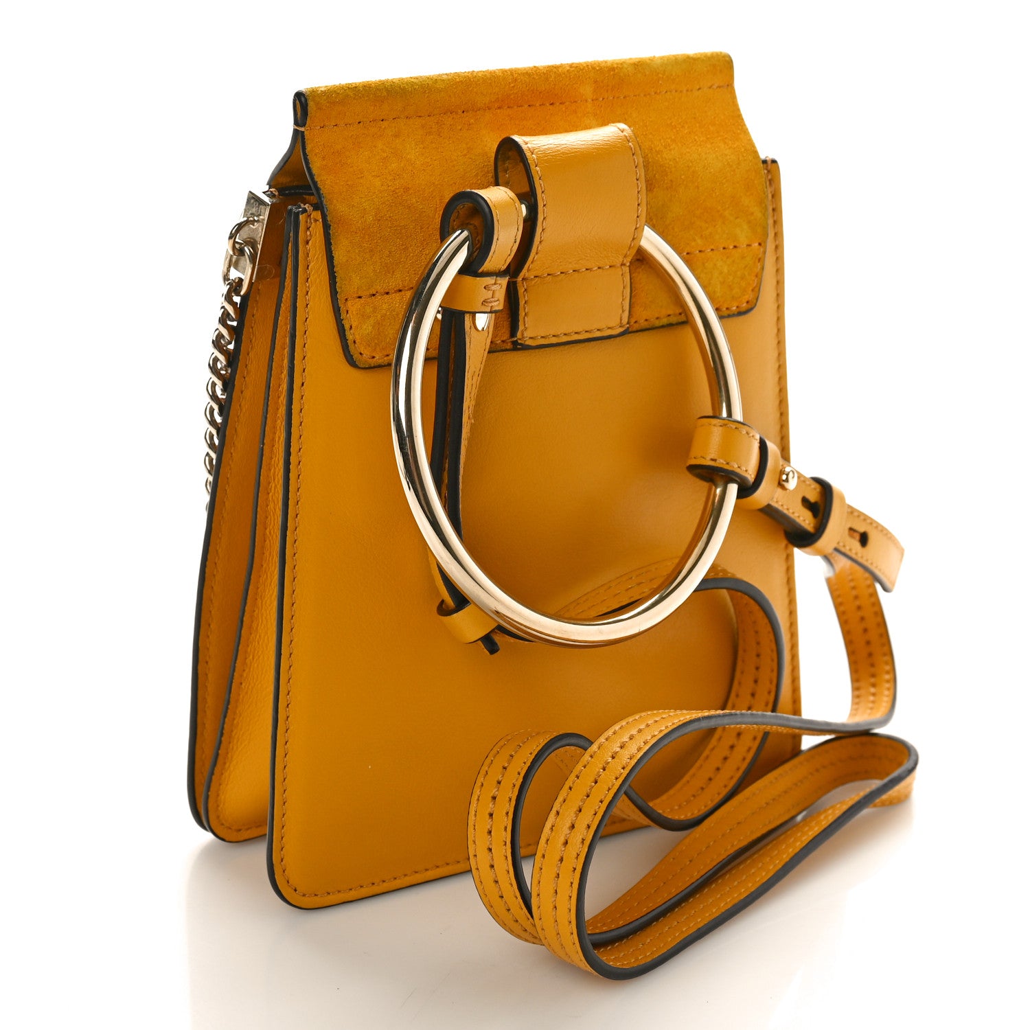 Chloe Suede Calfskin Mini Faye Bracelet Bag Sunflower 4 of 14