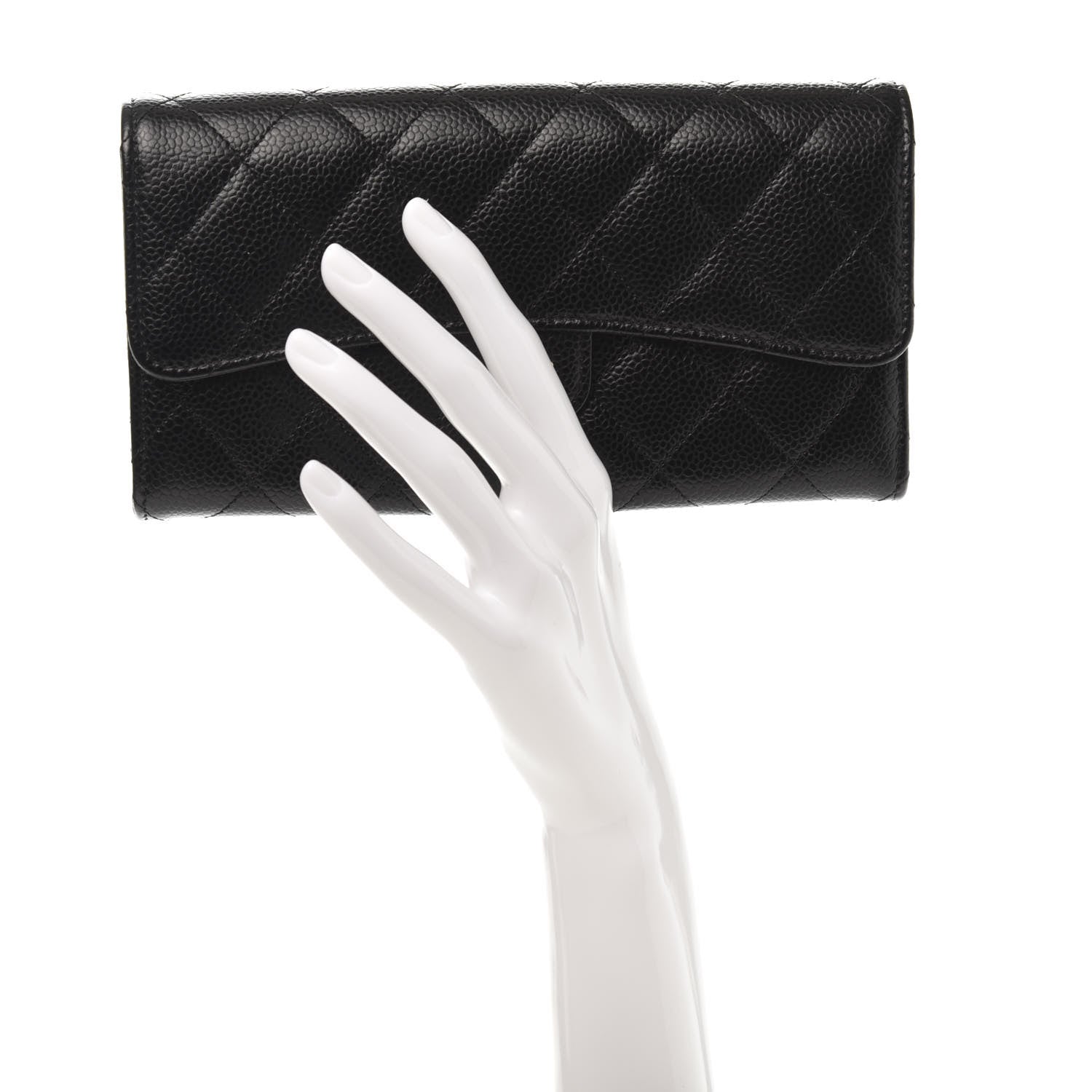 Chanel Caviar Quilted Large Gusset Flap Wallet Black 2 of 12