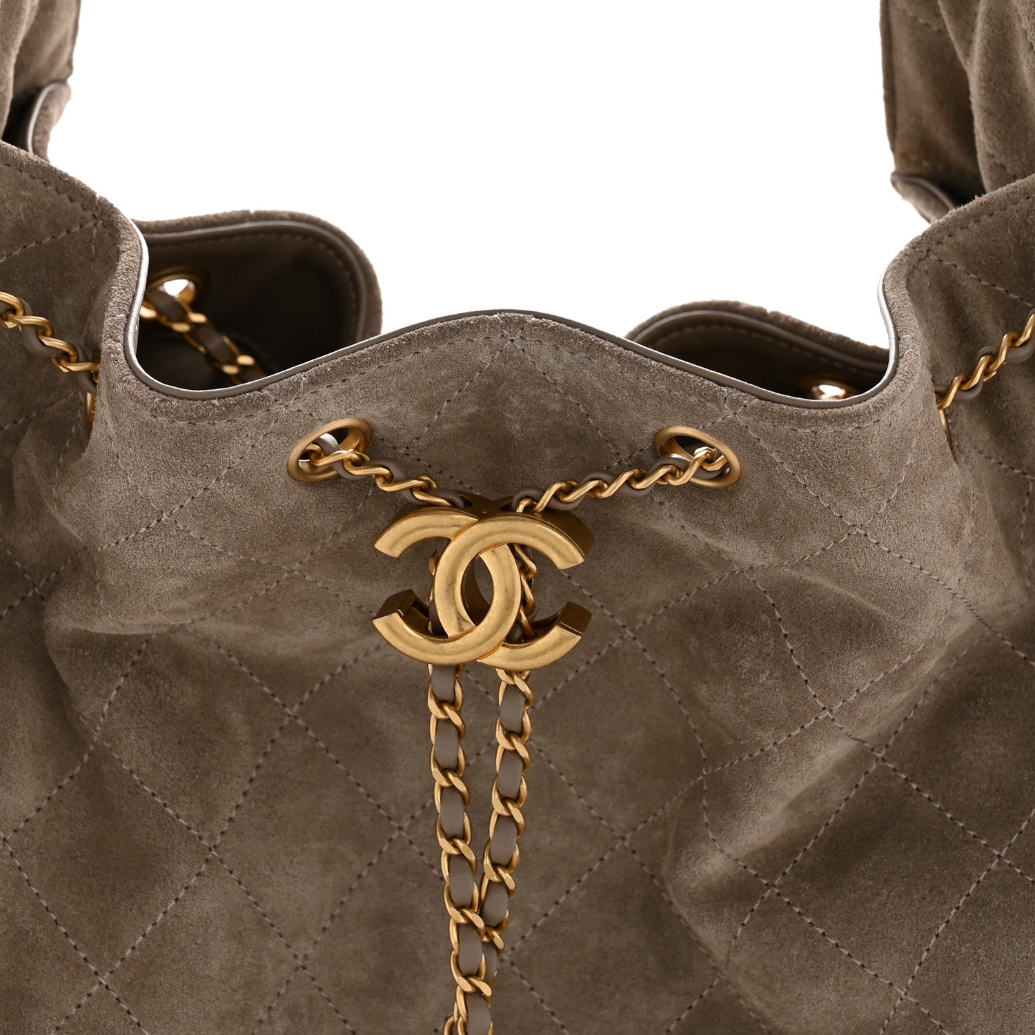 Chanel Suede Quilted Medium Chanel 25 Handbag Grey 9 of 12