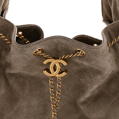 Chanel Suede Quilted Medium Chanel 25 Handbag Grey 9 of 12