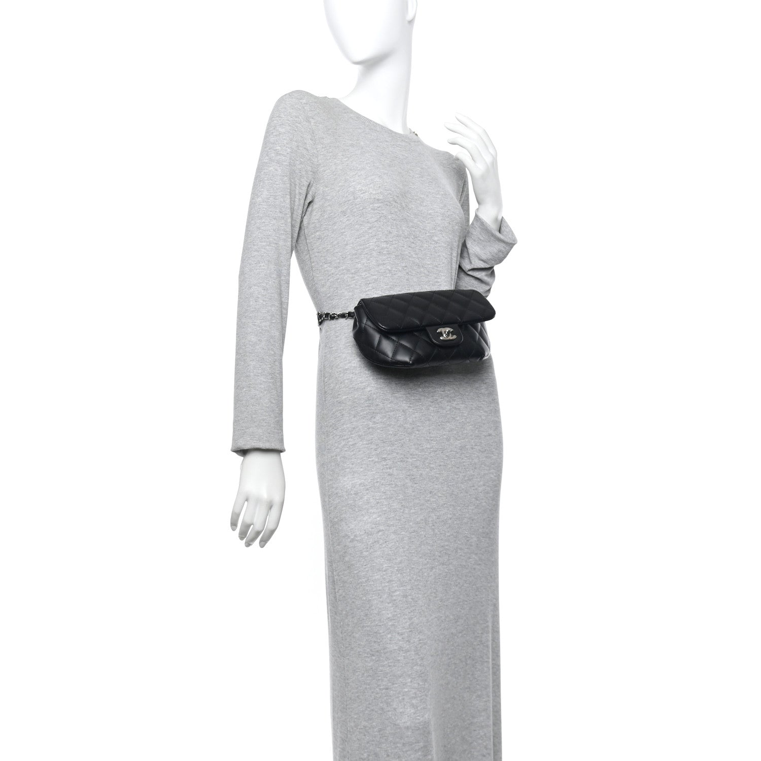 Chanel Calfskin Quilted CC Uniform Flap Belt Bag Black 2 of 11