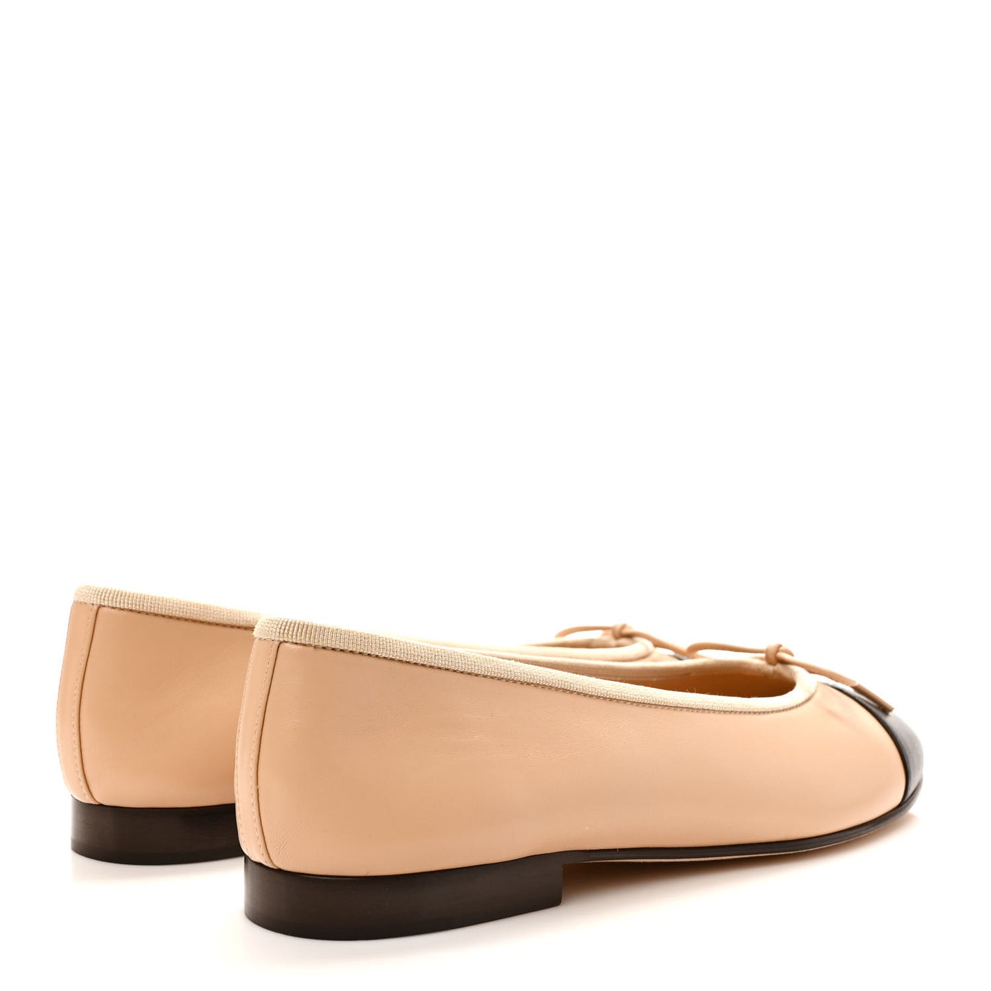 Lambskin Cap Toe CC Ballerina Flats 38 Beige Black