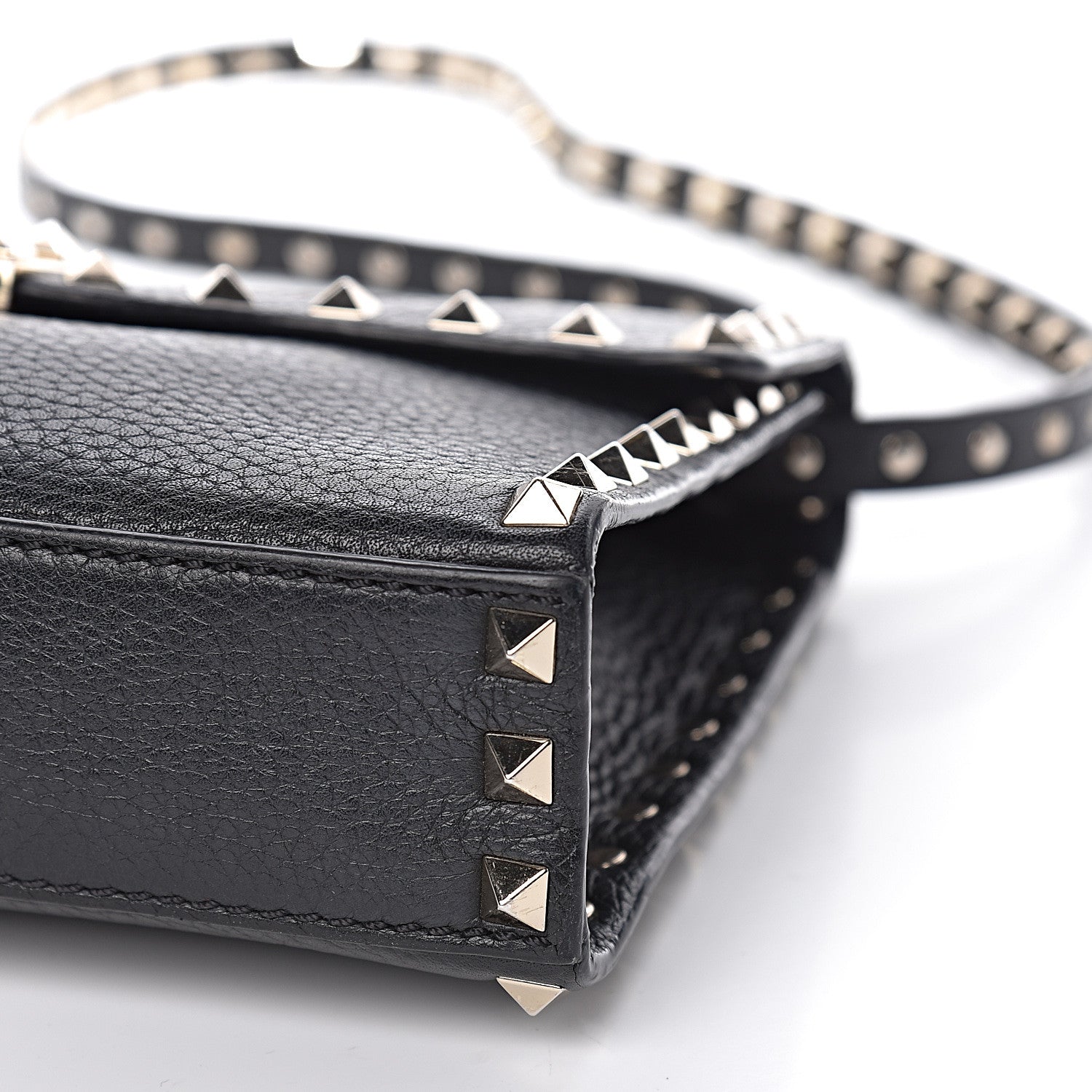 Valentino Garavani Pebbled Calfskin Medium Rockstud Flip Lock Crossbody Bag Black 13 of 14