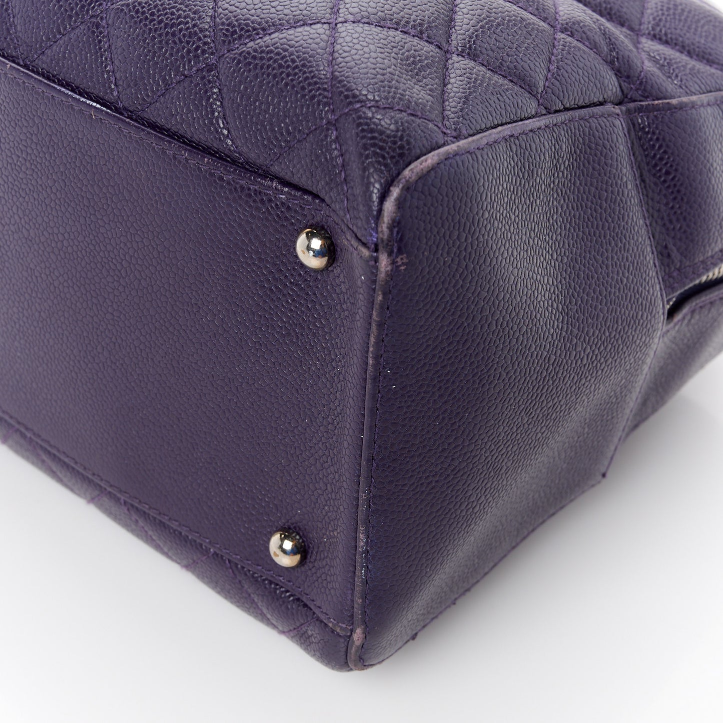 Caviar Quilted Bowler Dark Purple