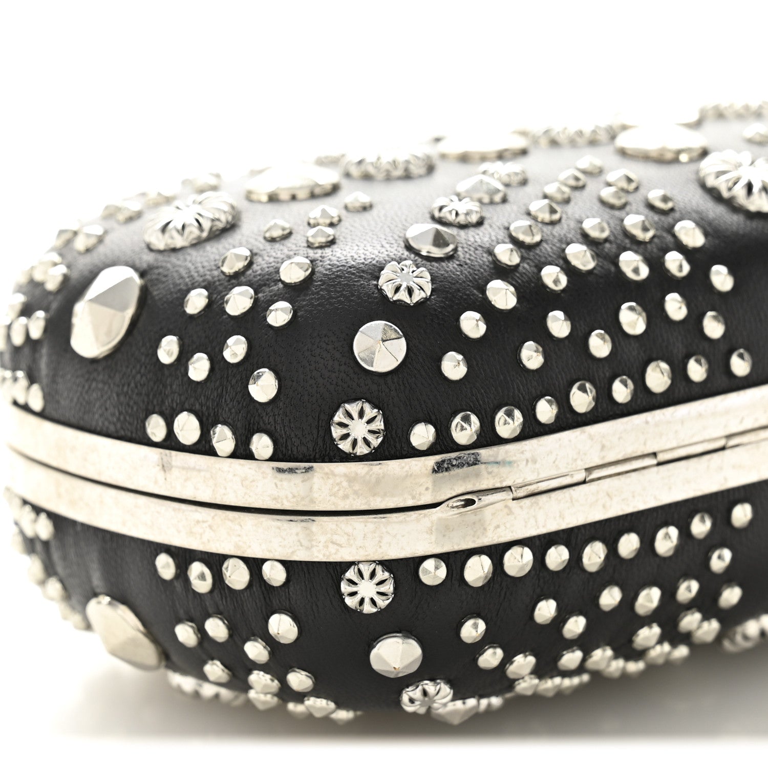 Alexander McQueen Calfskin Studded Britannia Skull Chain Clutch Black 9 of 10