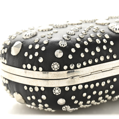 Alexander McQueen Calfskin Studded Britannia Skull Chain Clutch Black 9 of 10