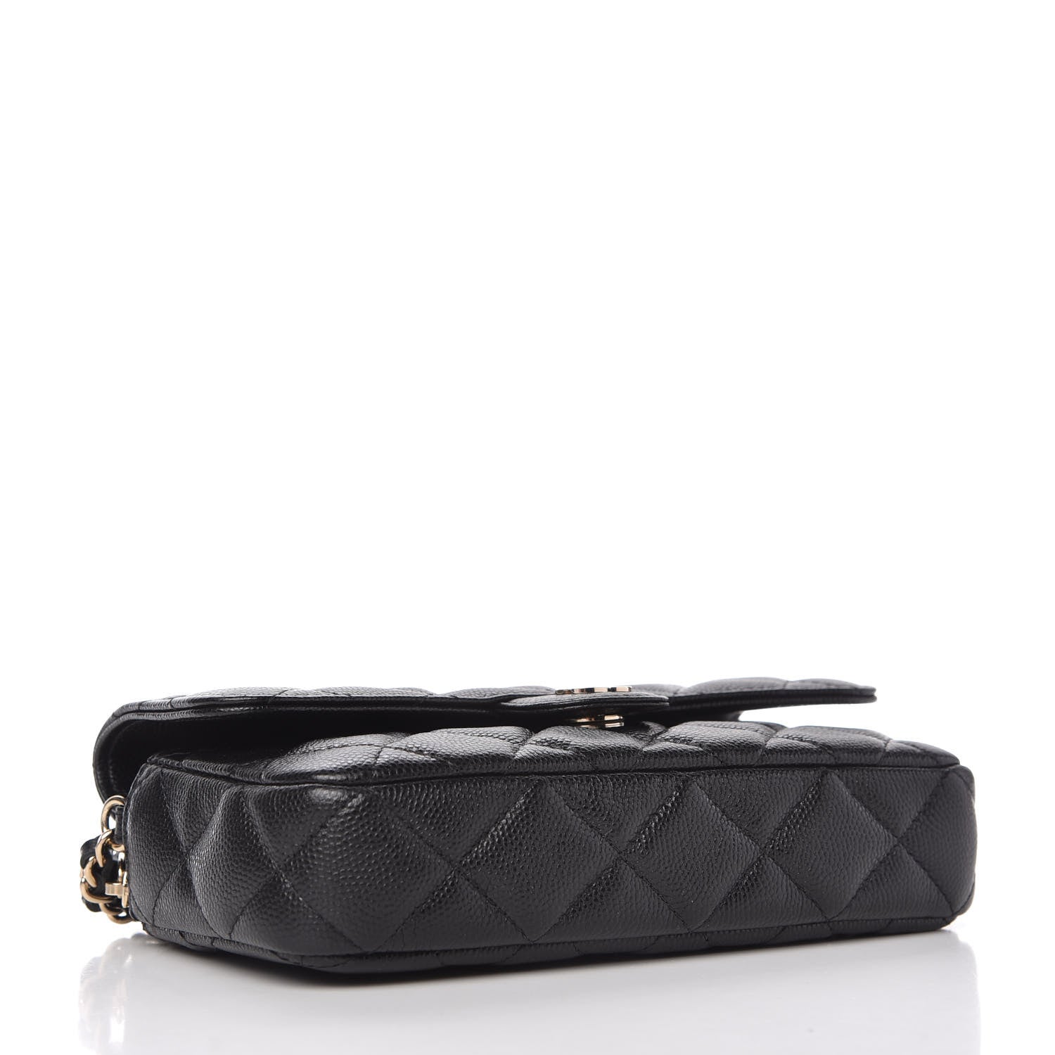 Chanel Caviar Quilted Flap Phone Holder With Chain Black 4 of 12