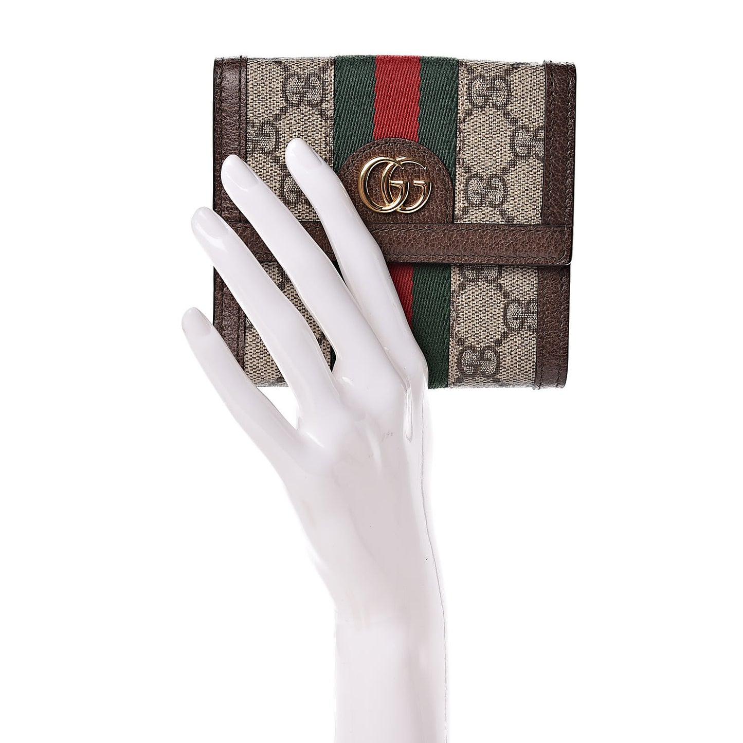 GG Supreme Monogram Web Ophidia French Flap Wallet Beige New Acero