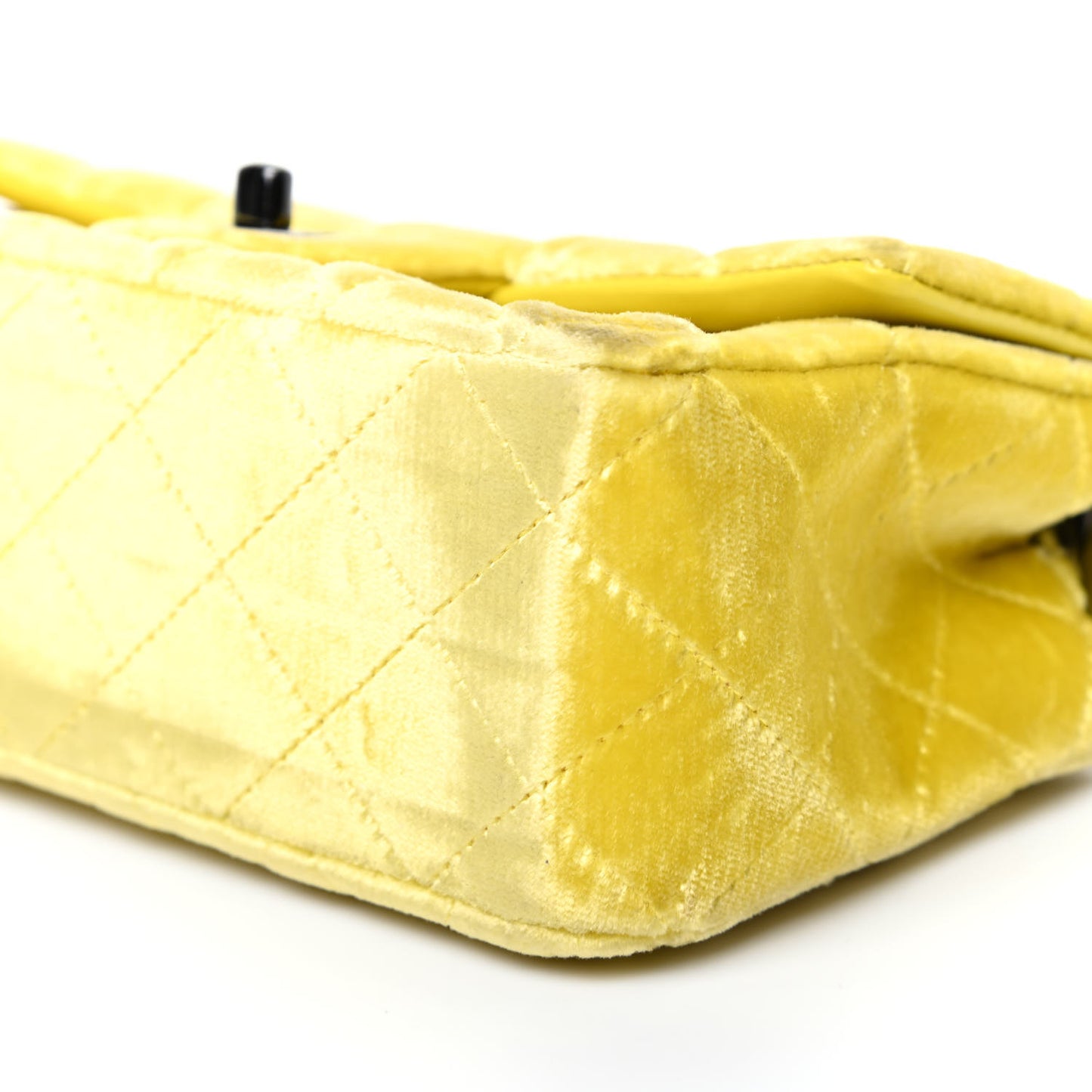 Velvet Quilted Mini Rectangular Flap Yellow