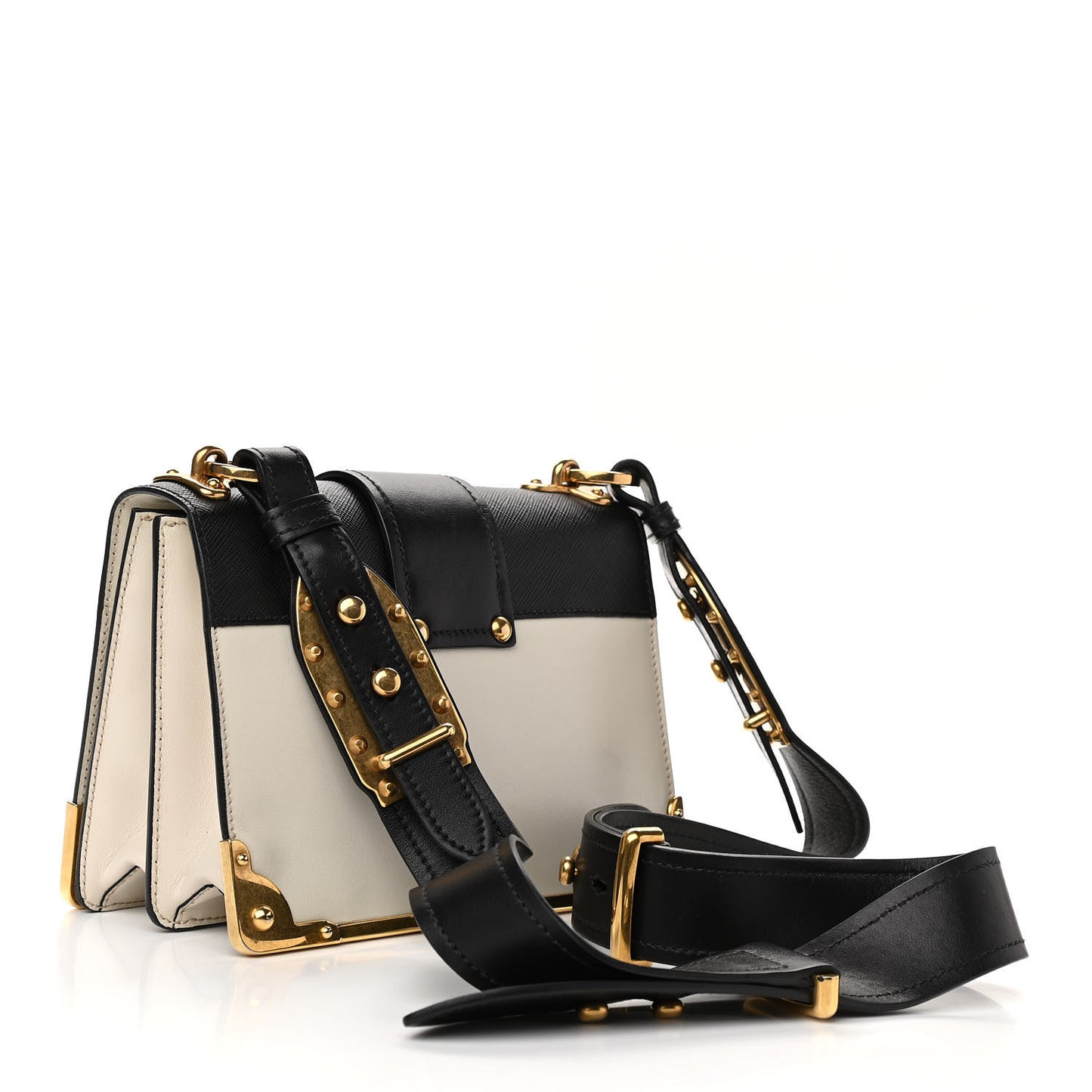 City Calfskin Saffiano Cahier Bag White Black