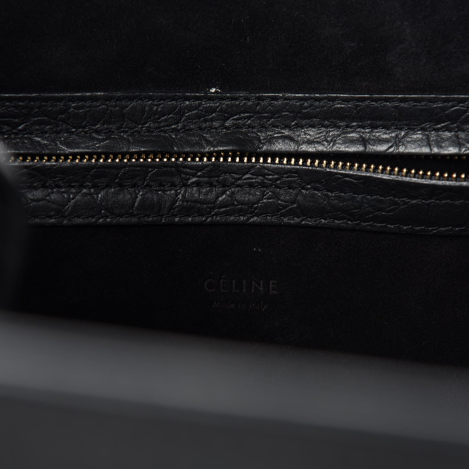 Celine Crocodile Embossed Calfskin Medium Phantom Luggage Black 13 of 15
