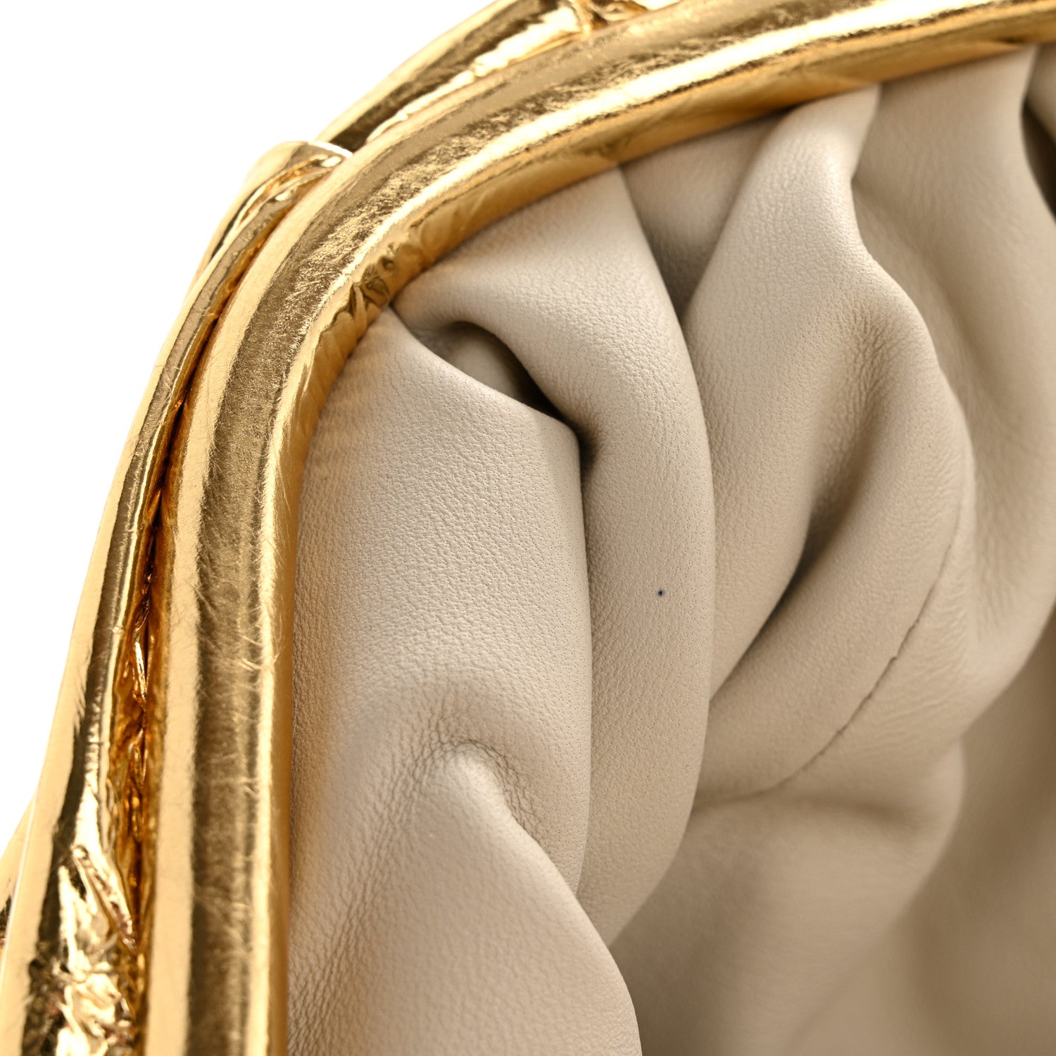 Bottega Veneta Metallic Crinkled Lambskin The Pouch Oversized