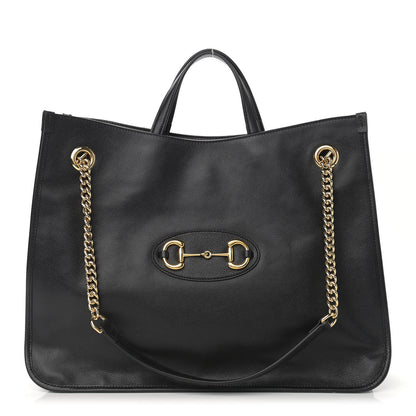 Gucci Calfskin Large Horsebit 1955 Tote Bag Black 1 of 12