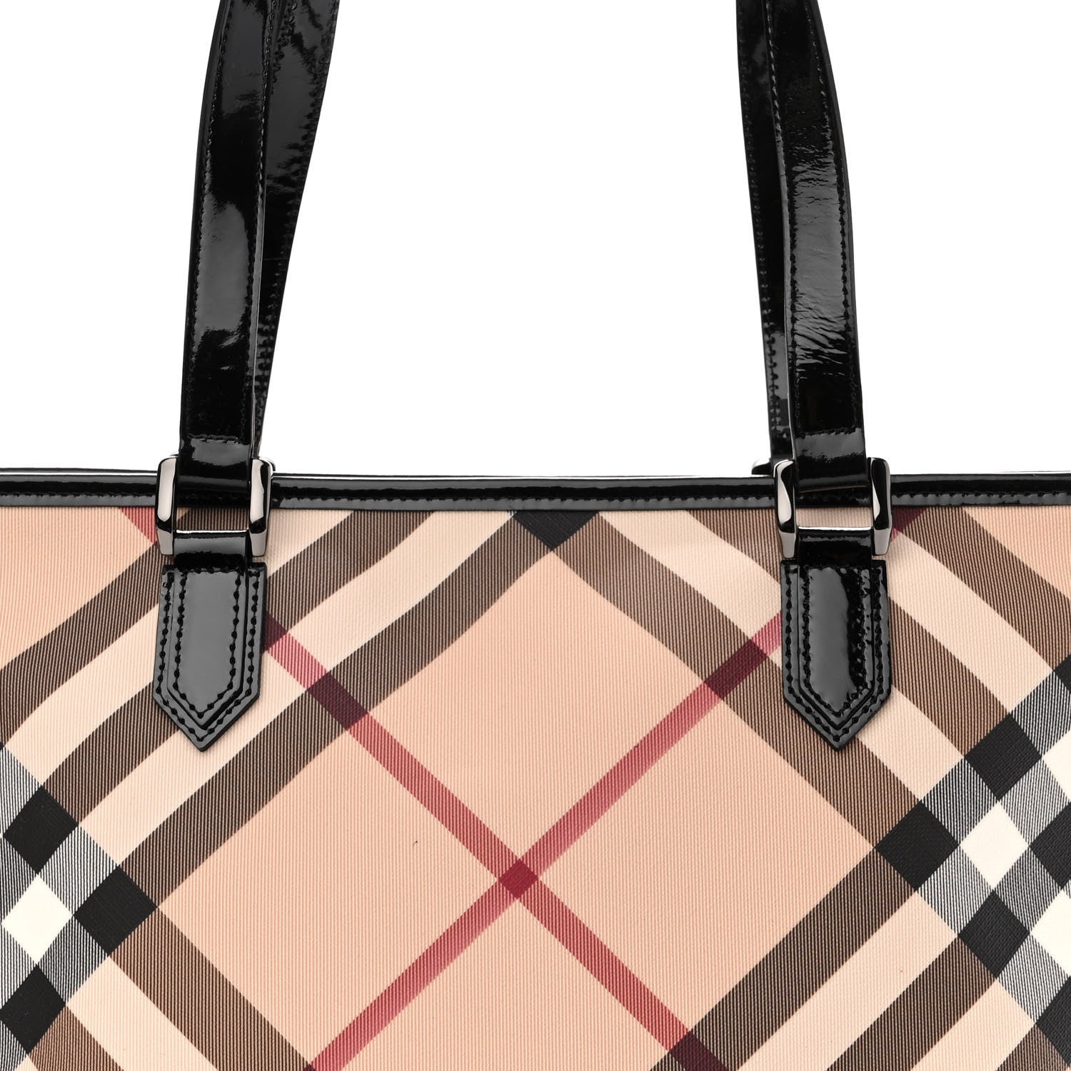 Burberry Nova Check Patent Trim Shopper Tote Black 8 of 10