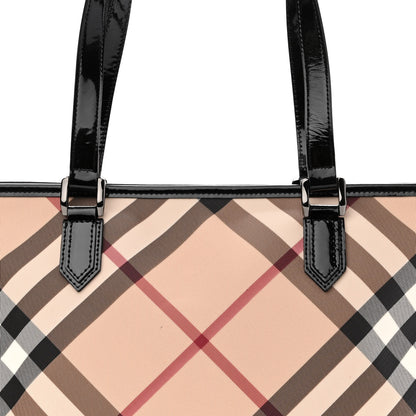 Burberry Nova Check Patent Trim Shopper Tote Black 8 of 10