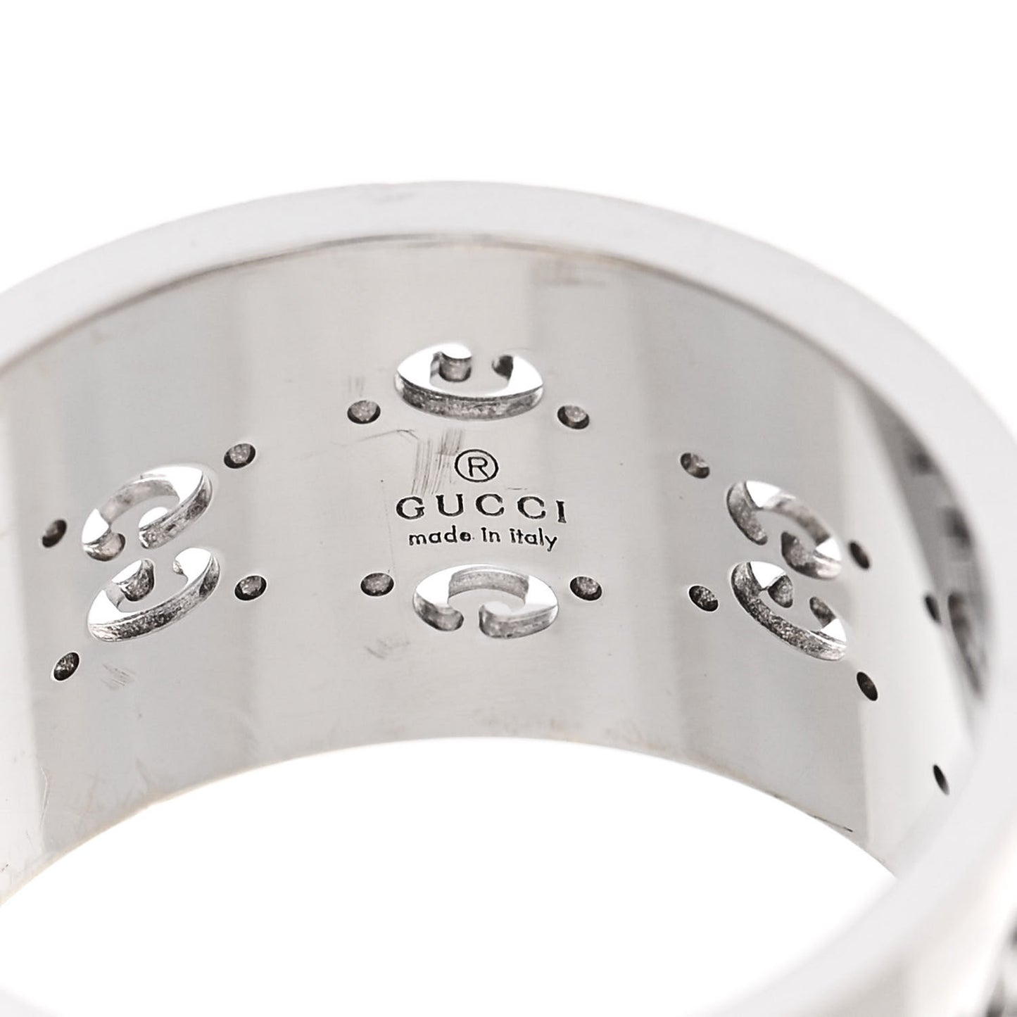 18K White Gold Diamond 10.5mm Icon Twirl Band Ring 52 6