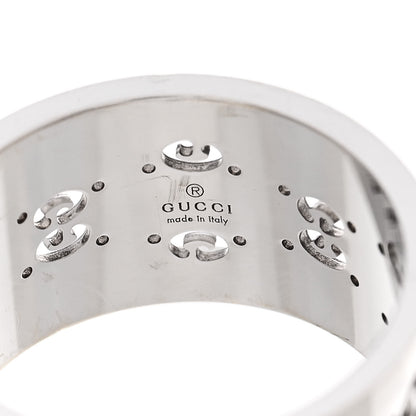 Gucci 18K White Gold Diamond 10.5mm Icon Twirl Band Ring 52 6 6 of 8