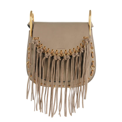 Chloe Calfskin Suede Small Hudson Fringe Shoulder Bag Motty Grey 1 of 7