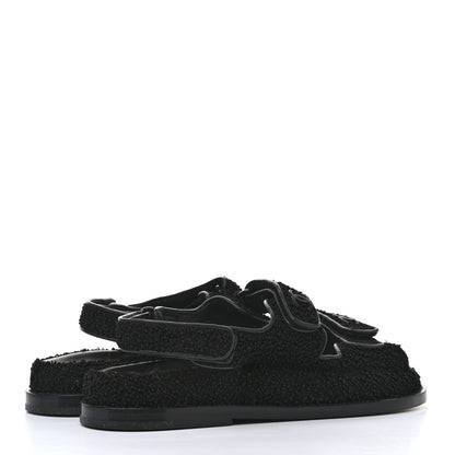 Chanel Tweed Velcro Dad Sandals 39 Black 4 of 8