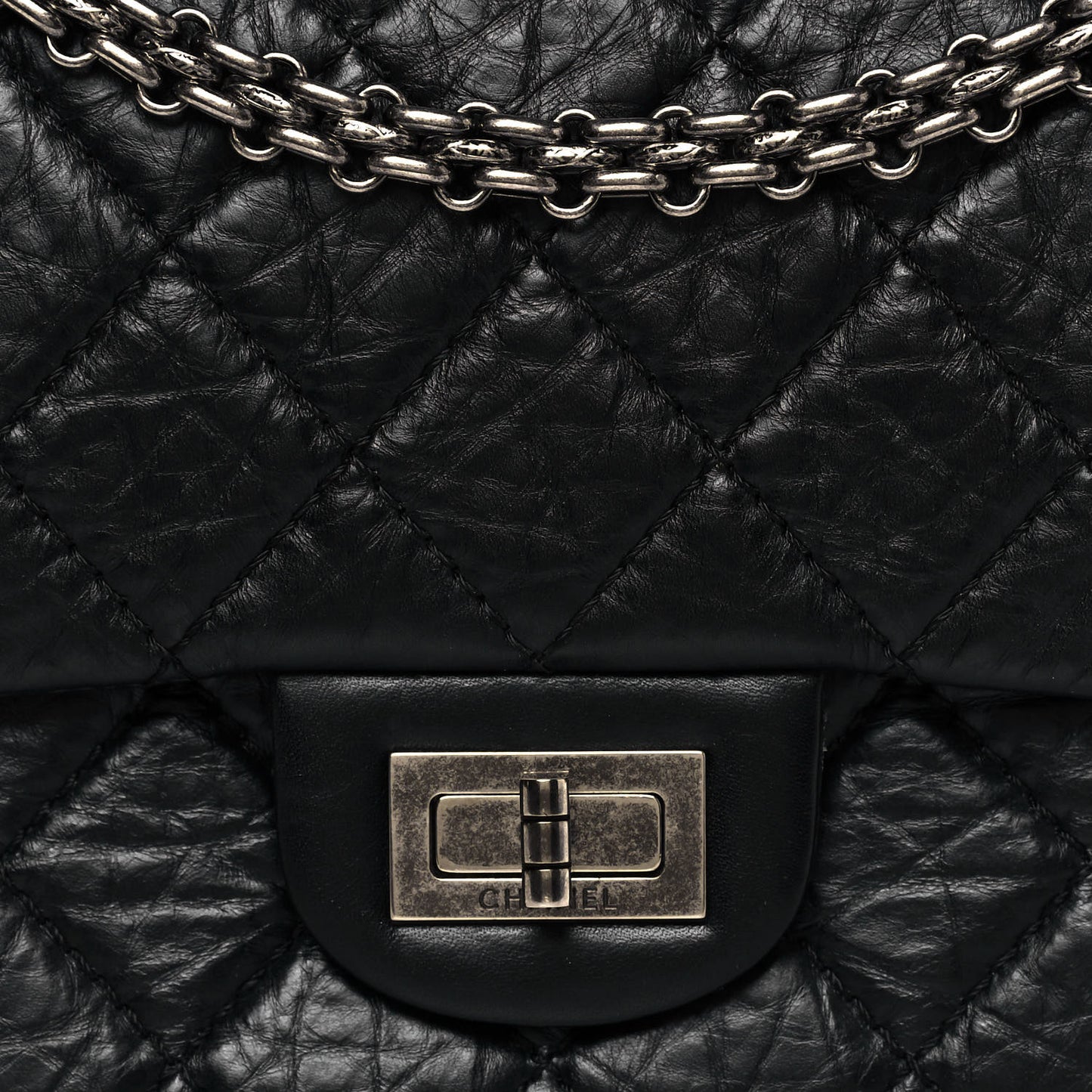 Aged Calfskin Quilted 2.55 Reissue 226 Flap Black