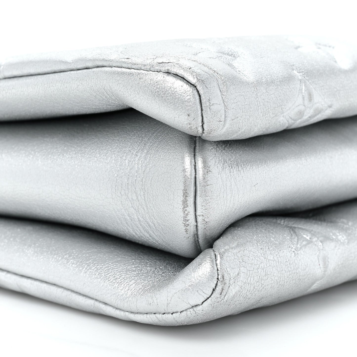 Metallic Lambskin Embossed Monogram Coussin PM Silver