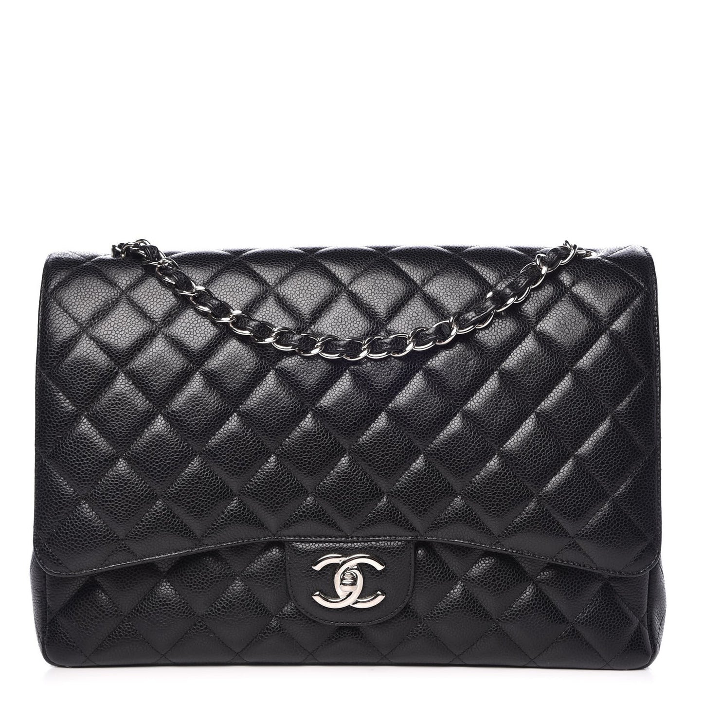Caviar Quilted Maxi Double Flap Black